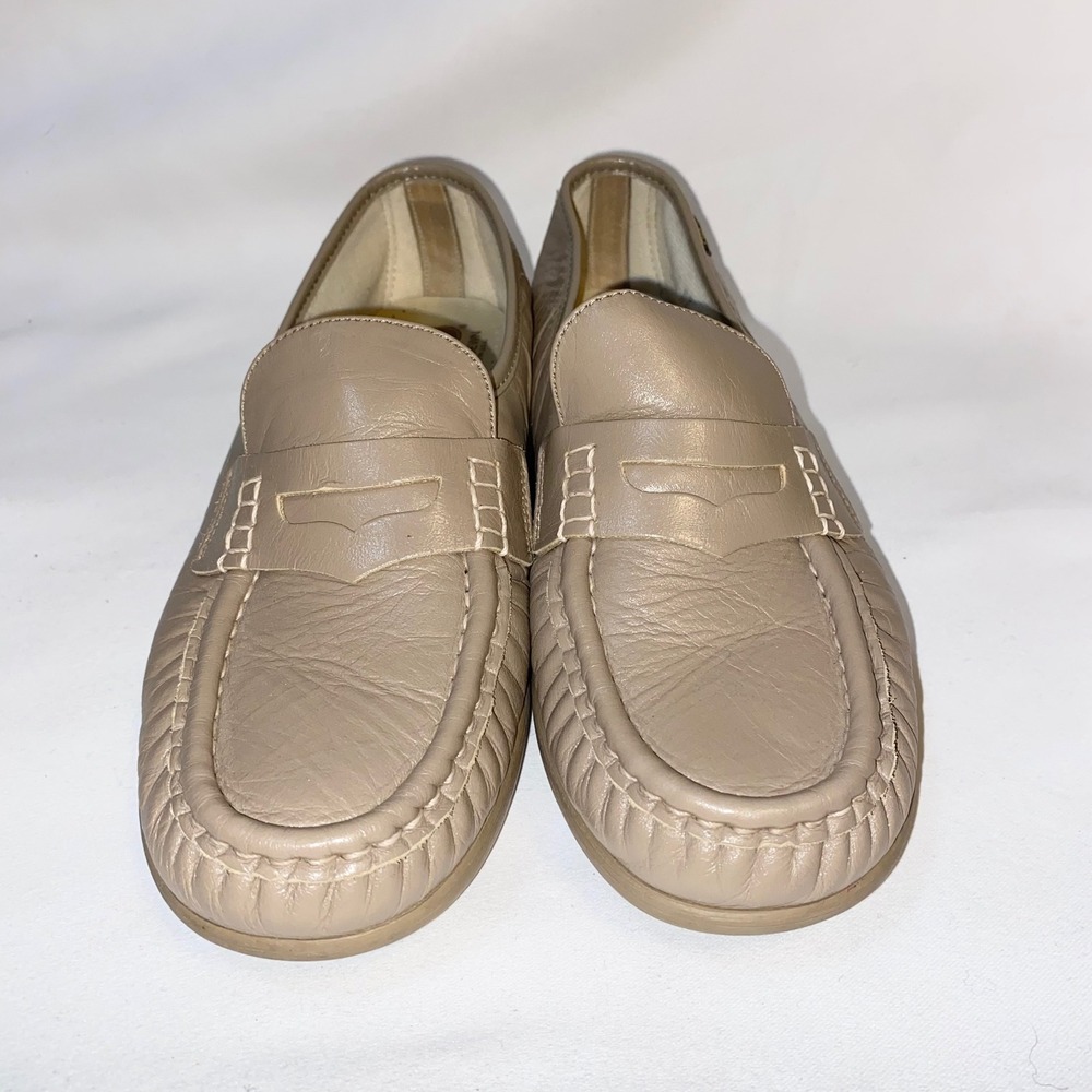 SAS Penny Loafers Womens 9.5 M Taupe Leather Handsewn Moccasin Made in USA - Picture 3 of 16